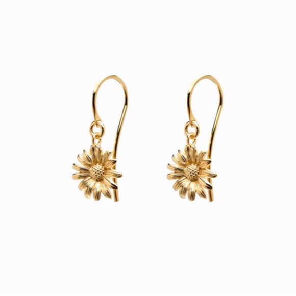 Daisy earrings 14k gold vermeil - Picture 2 of 2